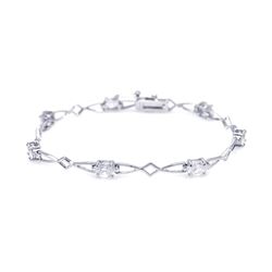 Sterling Silver Rhodium Plated Clear CZ Open Link Bracelet stb00425