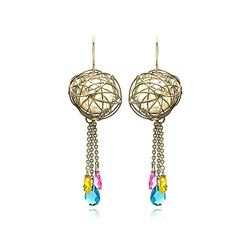 Brass Multiple Strand Multiple Color CZ Dangling Earring sbe0001