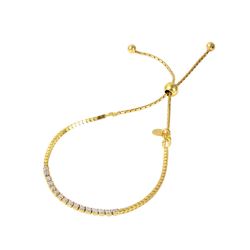 Sterling Silver Gold Plated Dangling Clasp Italian Bracelet With CZ Accents ITB00204GP
