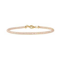 Sterling Silver Gold Plated Mesh Embedded CZ Slim Italian Bracelet ECB00046Y