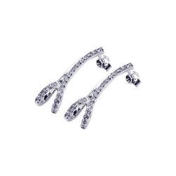 Sterling Silver Rhodium Plated CZ Leak Stud Earring ste00454