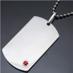 Stainless Steel Medical ID Dog Tag Charm Pendant SSP00478