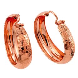 Sterling Silver Rose Gold Plated Hoop Earring ITE00078RGP