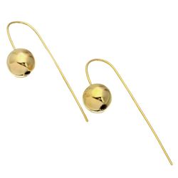 Sterling Silver Gold Plated Bead Earrings With Hanging Post  - STE01079GLD