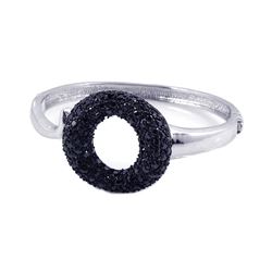 Brass Bangle Open Black CZ Circle Bracelet bgg00017b