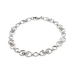 Sterling Silver Rhodium Plated Open Heart Clear CZ Link Bracelet stb00488