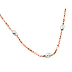 Sterling Silver Rose Gold Plated Three White Beads Necklace ECN004RGP