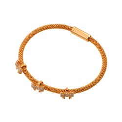 Sterling Silver Rose Gold Plated Triple Bowtie Bracelet ITB00180RGP