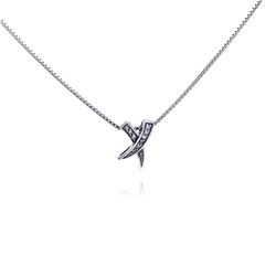 Sterling Silver Clear CZ Rhodium Plated X Pendant Necklace stp00169