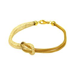 Sterling Silver Gold Plated Knot Center Strand Clear CZ Italian Bracelet - ITB00123GP