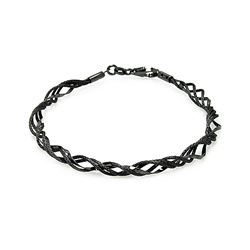 Sterling Silver Black Rhodium Plated Beaded Twisted Italian Bracelet itb00020blk