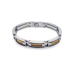 Stainless Steel Two Toned Stacked & Beaded Bracelet ssb00029