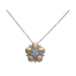 Sterling Silver Gold Rhodium Flower CZ Necklace bgp00264