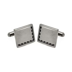 Stainless Steel Black Border Design Cufflinks scu00008