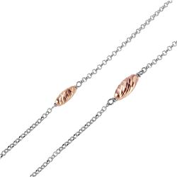 Sterling Silver Chain Necklace with Rose Gold Plated Twisting Beads ITN00101RH/RGP