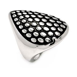 Rhodium & Black Rhodium Plated Brass Dots Teardrop Ring bbr00030