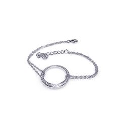 Sterling Silver Rhodium Plated Open O Circle Clear CZ Bracelet stb00120