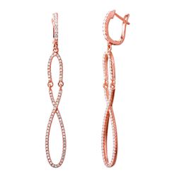 Sterling Silver Rose Gold Plated Dangling Figure 8 CZ Earrings - ACE00103RGP