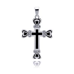 Stainless Steel Hear Edges Cross Charm Pendant ssp00113