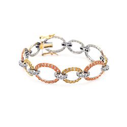 Sterling Silver Rose Gold & Gold & Rhodium Plated Multiple Open Circle CZ Bracelet bgb00014