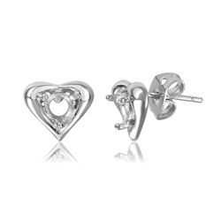 Sterling Silver Rhodium Plated Personalized Heart Mounting Earrings - BGE00856