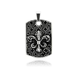 Stainless Steel Fleur De Lis Dog Tag Charm Pendant ssp00328