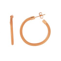 Sterling Silver Rose Gold Plated Open Hook Hoop Earring ITE00063RGP