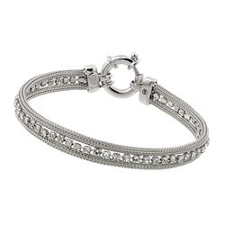 Sterling Silver Rhodium Plated Clear Multiple Small Square CZ Bracelet ECB007RH