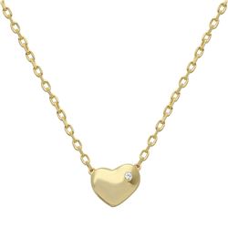 Sterling Silver Gold Plated Small Heart With Stone Necklace - STP01542GLD