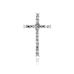 Sterling Silver Rhodium Plated Cross CZ Pendant acp00014