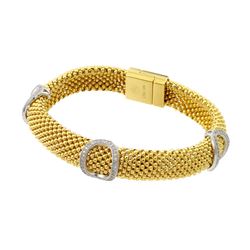Sterling Silver Rhodium Plated Micro Pave Heart Clear CZ Beaded Italian Bracelet PSB00003GP