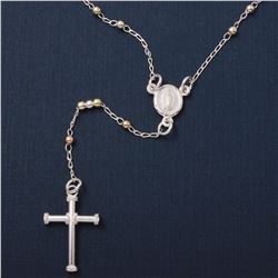 Sterling Silver 3 Toned Rosary 2mm - DJROS12
