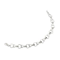 Sterling Silver Rhodium Plated Open Multi Heart CLear CZ Tennis Bracelet stb00485