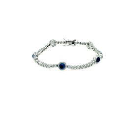 Sterling Silver Rhodium Plated Multiple Evil Eye Bracelet bgb00070