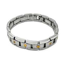 Stainless Steel Gold Plated Center Screw Bracelet SSB00182