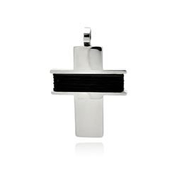 Stainless Steel Rubber Center Cross Charm Pendant ssp00351