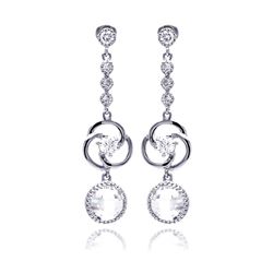 Sterling Silver Rhodium Plated Multiple Round CZ Dangling Stud Earring bge00185