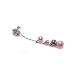 Sterling Silver Rhodium Plated Multicolor Multisize Pearl & CZ Wire Earring ste00022