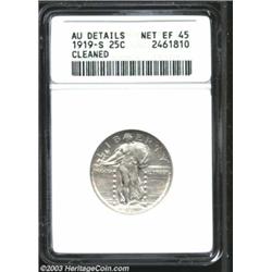 1919-S 25C --Cleaned--ANACS. AU Details, Net XF45.