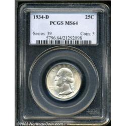 1934-D 25C MS64 PCGS.