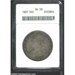 1827 50C Square Base 2 AU58 ANACS.