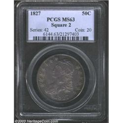 1827 50C Square Base 2 MS63 PCGS.