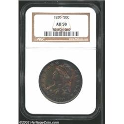1830 50C Small 0 AU58 NGC.