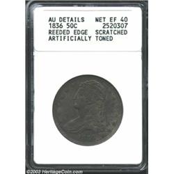 1836 50C Reeded Edge--Scratched, Artificially Toned--ANACS. AU Details, Net XF40.