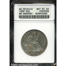 1839 50C No Drapery--Scratched--ANACS. AU Details, Net XF40.