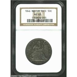 1846 50C Medium Date MS63 NGC.