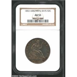 1853 50C Arrows and Rays AU53 NGC.