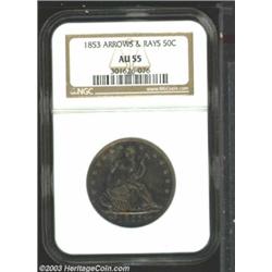 1853 50C Arrows and Rays AU55 NGC.