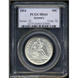 1854 50C Arrows MS64 PCGS.