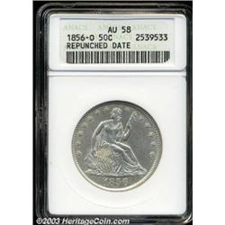 1856-O 50C --Repunched Date--AU58 ANACS.